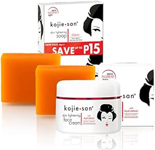 Kojie San 2 Piece Set Skin Soap Original Kojic Acid Soap 2 Bars - 65 Grams Each Face Cream 30 Grams - Get a Fairer Skin Tone!