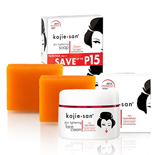 Kojie San Set - Kojie San Skin Lightening Kojic Acid Soap 2 Bars - 65g- and Kojie San Face Lightening Cream-30g-