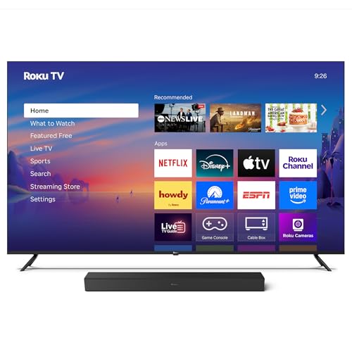 Image of Roku Smart TV - 75-Inch Select Series, 4K HDR TV - RokuTV with Enhanced Voice Remote - Flat Screen LED Television with Wi-Fi TV Wireless Soundbar, Soundbar Exclusively for RokuTV