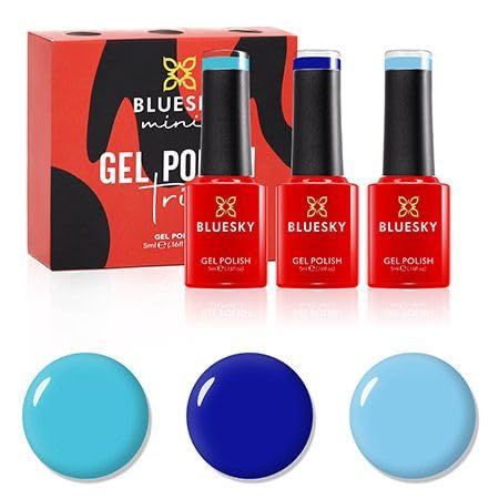 Bluesky Gel Nail Polish, Turquoise Blue A93, Royal Blue CS23, Pacific Neon19 Bright Blue, Long Lasting, Chip Resistant, 3 x 5ml (Requires Drying Under UV LED Lamp)-image-47