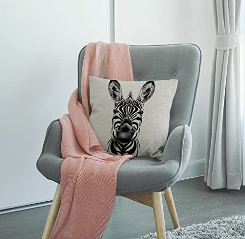 Smooffly Double Sided Zebra Cushion Cover, Hippie Square Wild Animal Africa Herbivorous Horse Zebra Head Throw Pillow Cover Pillow Case 18 X 18 Inches for Home Living Room Sofa Garden Couch Car