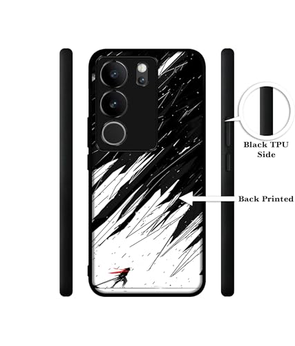 Image of Geometric Strom Design Premium 2D Printed Metal Back Case Cover for Vivo V29 5G / V29 Pro 5G, Black