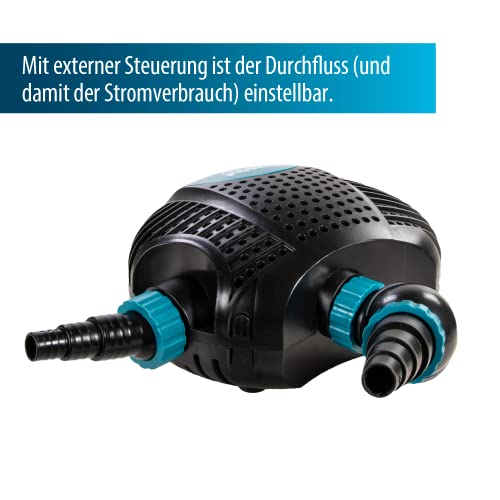 AquaForte O-Plus Vario 22.000 S, mit externer Steuerung, Durchfluss 12 bis 22 m3/Stunde, Maximale Förderhöhe 7.5 m, 70-200 Watt, Eingang 2 zoll, Ausgang 2 zoll, mit Trockenlaufschutz