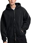 FAIABLE Mens Oversized Zip Up Hoodies Unisex Acid Wash Hoodie Heavyweight Fleece Cotton Zipper Sweatshirt for Men Winter
