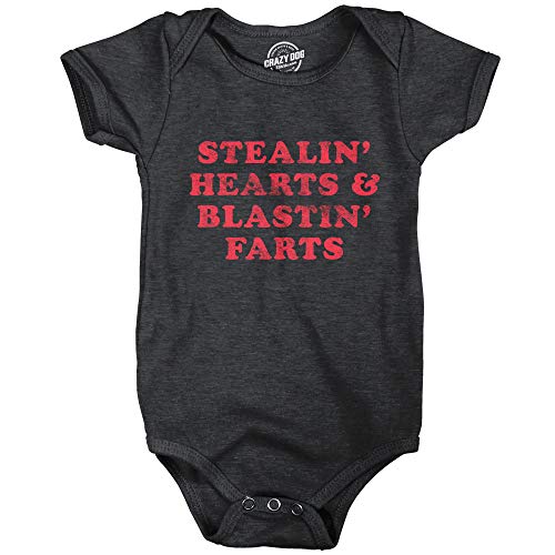 Image of Crazy Dog T-Shirts Stealin Hearts and Blastin Farts Baby Bodysuit Funny Cute Stinky Newborn Jumper
