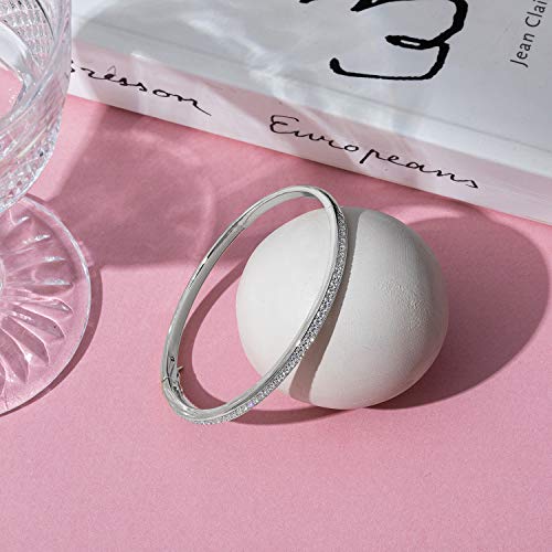 Image of PAVOI 14K Gold Plated Cubic Zirconia Bangle Tennis Bracelets for Women | Classic Love Cuff Bangle Bracelets