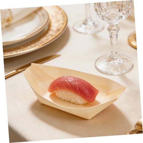 Platos desechables de sushi de madera 6 pulgadas, 100 pzas miniatura 5