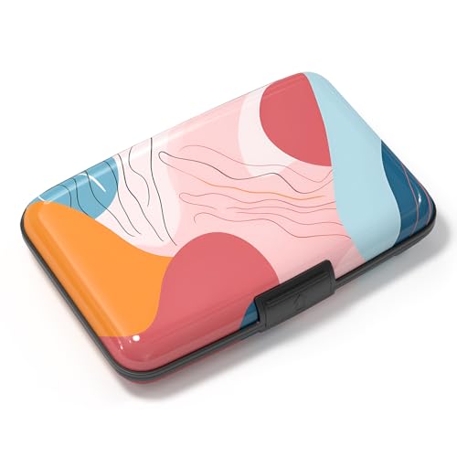 Image of Card Holder Credit Cards Holder for Women RFID wallet women Business Card Holder Wallet Mini Aluminum Card Wallet RFID Blocking Slim Metal Hard Card for Women, Color Abstract
