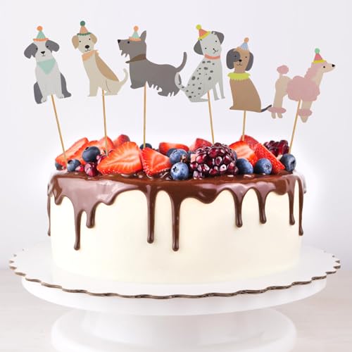 24 Stück Cupcake-Topper mit Hundemotiv, Babyparty-Dekorationen Kuchenaufsätze mit Hundegesicht Partyzubehör für Geburtstagspartys mit Haustier-Hundethema für Kinder