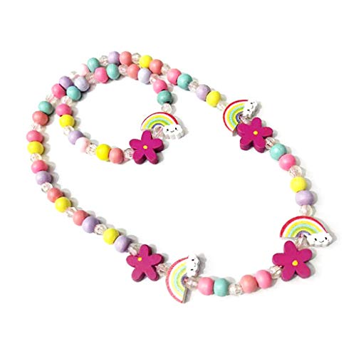 luosh Ensemble de Colliers et Bracelets pour Filles Perles en Bois Bijoux pour Enfants, 1 Ensemble Cover