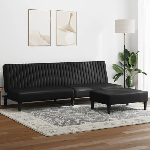 Gecheer Sofás de salón,Sofá Chaise Longue Moderno,Sofás cheslong,Juego de sofás 2 Piezas Cuero sintético Negro