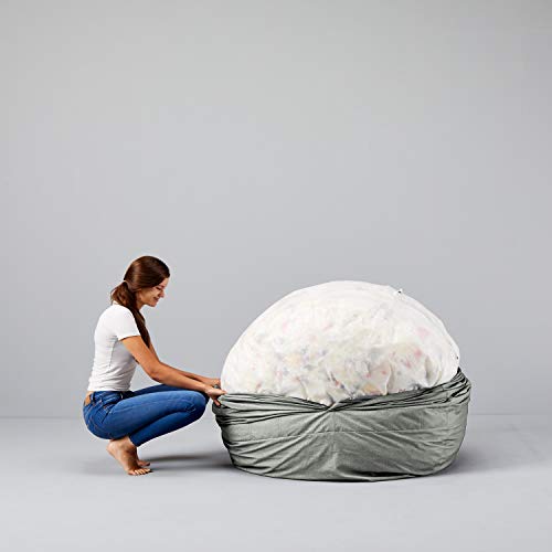 Image of Big Joe Fuf 5Ft Oversized Foam Bean Bag Chair for Kids, Teens, Adults, Fog Lenox, Durable Woven Polyester, 5 foot Large Reading and Gaming Seat