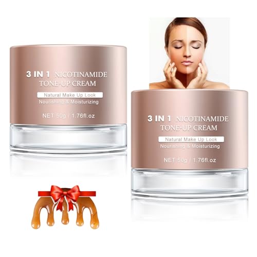 Crema Tonificante con Nicotinamida 3 en 1, Crema Todo En Uno Con Niacinamida Para Una Piel Radiante E Impecable, Crema Nutritiva E Hidratante Para Pieles Perezosas En Tonos Nude(2PACK)
