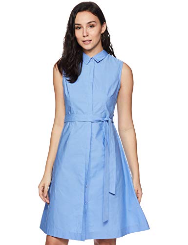 Amazon Brand – Symbol Women’S Cotton Shirt Knee-Long Dress (Sym/Ss20/Dr021_Lt Blue1_2Xl)