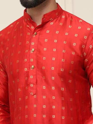 Image of SOJANYA (Since 1958 Men's Silk Blend Booti Kurta with Gold Churidaar Pyjama