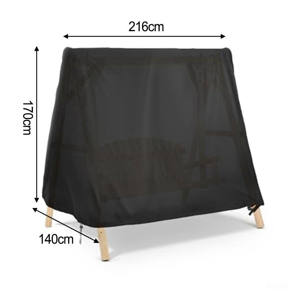 Housse de protection pour balancelle de patio 3 places - Résistante à l'eau et à la poussière - Avec cordon de serrage réglable - Tissu Oxford 210D noir et beige - 216 x 140 x 170 cm