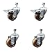 High Temperature Phenolic Swivel Threaded Stem Caster Set of 4-3" x 1.25" Brown Wheels and 1/2" Stems - Includes 2 with Total Locking Brake - 1200 lbs Total Capacity - Service Caster Brand