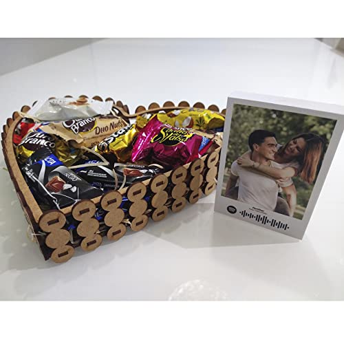 Cesta De Chocolate Polaroid de Mesa Presente Namorados Mãe Aniversário