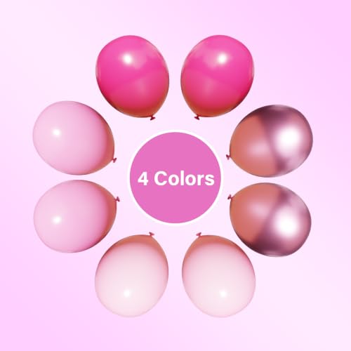 Image of Lukiituke Pink Balloon Arch Kit,134pcs Hot Pink Party Balloons, 4 Size Light Pink Balloons for Baby Shower, Birthday, Wedding Decorations