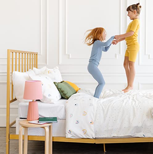 Makemake Organics Organic Duvet Full Queen Gots Certified Organic Cotton Duvet Cover Set Kids Reversible Dreamy Soft Neutral Modern Colors Boys Girls (Full Queen, Dotty / Rainbow) #TOP1