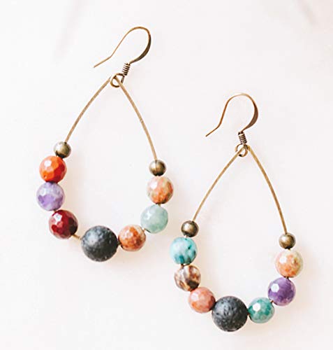 Subherban Lava Rock Earrings Essential Oil Earrings - Terra - Lava Stone Earrings For Women - Handmade Usa Oil Diffuser Lava Rock - Gemstone Earrings Relaxation Gifts For Women #TOP1
