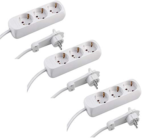 Meister Steckdosenleiste 3-fach - 3er Set - Extraflacher Stecker - 1,4 m Kabel - weiß - IP20 Innenbereich, Mehrfachsteckdose mit Flachstecker, Tischsteckdose, Steckerleiste, 743018