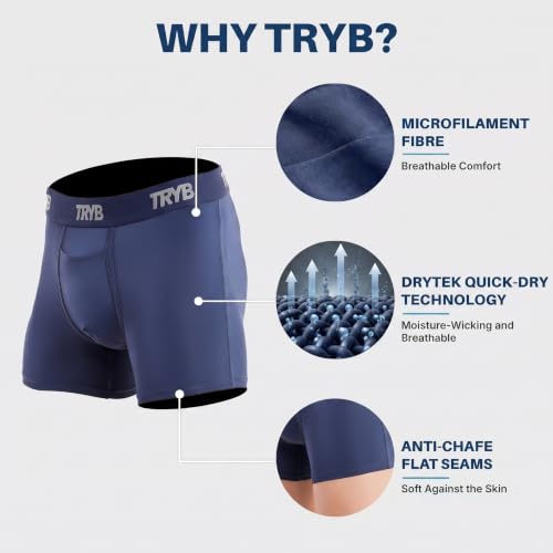 Image of TRYB Sports Underwear for Men | Stretchable Active Square Cut Trunks for Running & Gym Workout | Quick Dry, Breathable, Moisture Wicking & Anti Chafing | Sports Innerwear Boxers