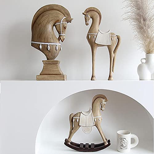 Abstract Paard Beeldhouwkunst Standbeelden, Rustieke Imitatie Oude Rustieke Stijl Woonkamer Decoratieve Ornamenten… - Image 5