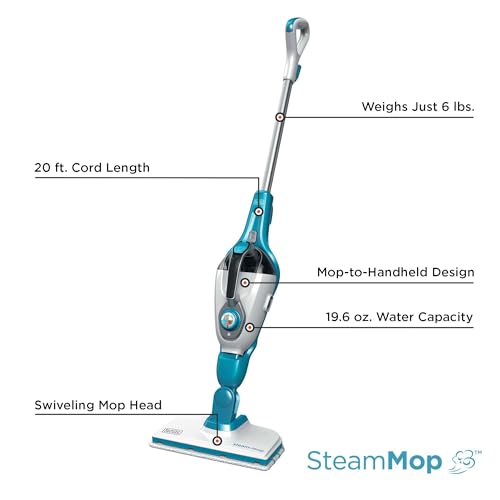 Image of BLACK+DECKER Steam Mop and Portable Steamer, 5-in-1, Corded (HSMC1321)