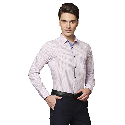 Image of Park Avenue Men's Pure Cotton Print Pattern Slim Fit Semi Cutaway Collar Full Sleeve Formal Shirt