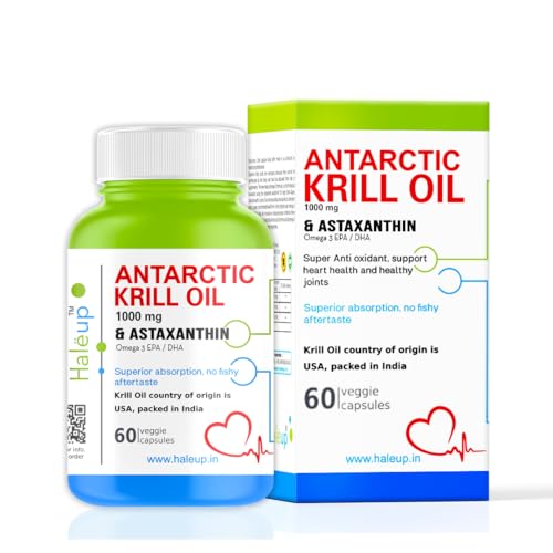 Image of Haleup Antarctic Krill Oil Omega 3 Fatty Acid capsules 1000 mg, Highest Concentration of EPA DHA /Krill Oil for Men & Women, Supports Heart, Brain, Joint and Eye
