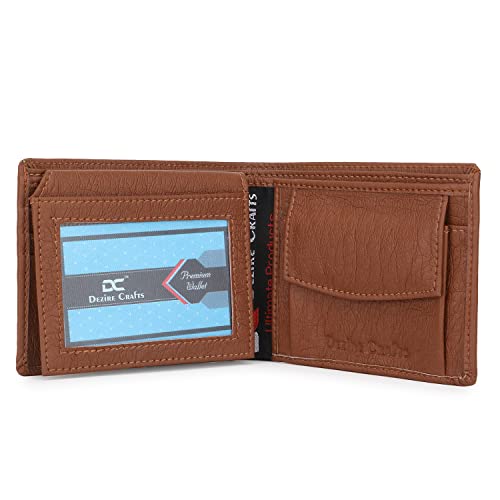 Image of Dezire Crafts Men Formal, Casual Black Artificial Leather Wallet (6 Card Slots) (Tan)