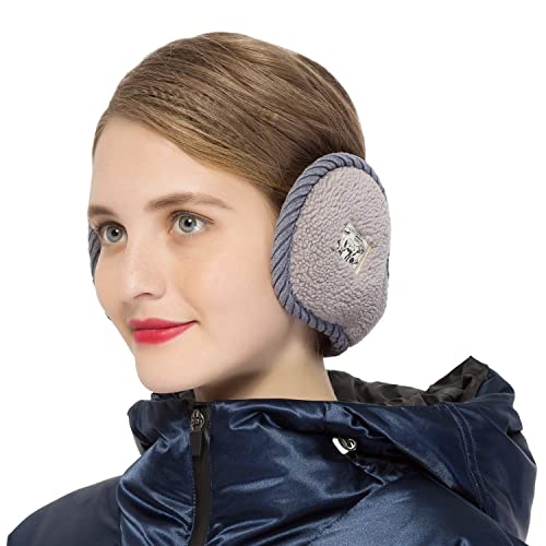 Surblue Unisex Warm Earmuffs Cashmere Winter Pure Color Outdoor Fur Earwarmer, Adjustable Wrap, Gray, Large #TOP1