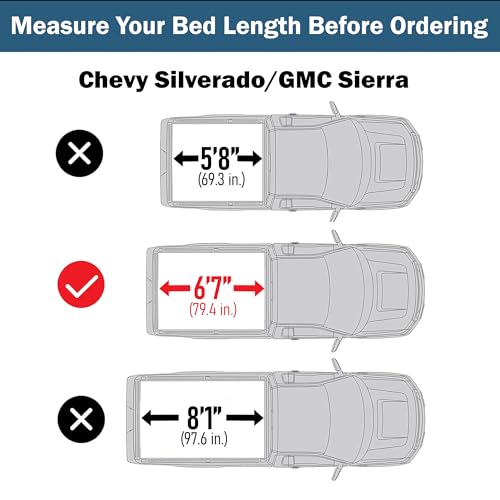 Image of Hard Tri-Fold Truck Bed Tonneau Cover Compatible with Chevy /GMC Silverado /Sierra 1500(2007-2026) 2500 3500 HD(2007-2019), Works w /MultiPro /Flex Tailgate 6.7ft Bed (79.4 inch)