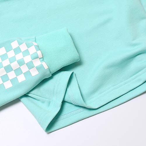 Image of Kids Girls Leather Plaid Long Sleeve Crop Top Hoddie Cropped Sweatershirts