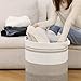 Nonazippy laundry hamper 18x18x20, 80L – large basket for blankets, toy basket,Cotton Rope Blanket Basket Living Room, Baby Laundry hamper for Blanket, Nursery, –stuffed animal storage(Triple grey)