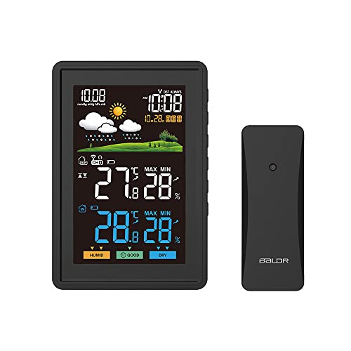 Station Météo Sans Fil avec Capteur ,Station météo avec écran couleur avec capteur extérieur pour intérieur et extérieur,Thermomètre Numérique Intérieur et Extérieur avec Prévisions Météo Cover