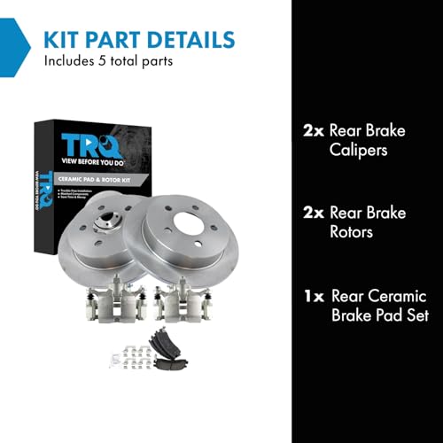 Image of TRQ Rear Brake Pad & Rotor Ceramic Solid Calipers | For 2000-2005 Chevy Impala Monte Carlo 1997-2005 Buick Regal 2004-2005 Century 1997-2003 Pontiac Grand Prix
