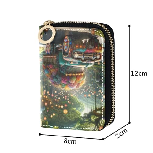 Print Wallet for Women Zip Around RFID Blocking Credit Card Wallets Cute Fantasy Truck Garden Floral Zipper Wallet with Coin Pocket3