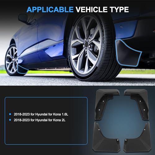 Image of ECCPP 4Pcs Mud Flaps Splash Guards Replacement for 2018-2024 for Hyundai Kona 1.6L 2.0L Front & Rear Mud Guards