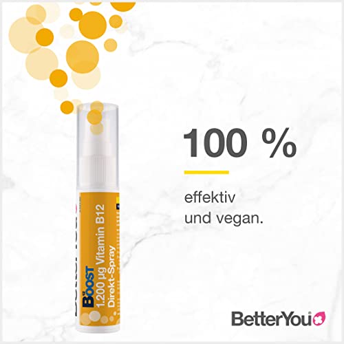BetterYou Vitamin B12 Direkt-Spray - Zum Sprühen auf die Mundschleimhaut - Natürliches hochdosiertes Vitamin B12 mit Chrom und Grüntee-Extrakt - Schnell & effektiv - vegan, 25ml