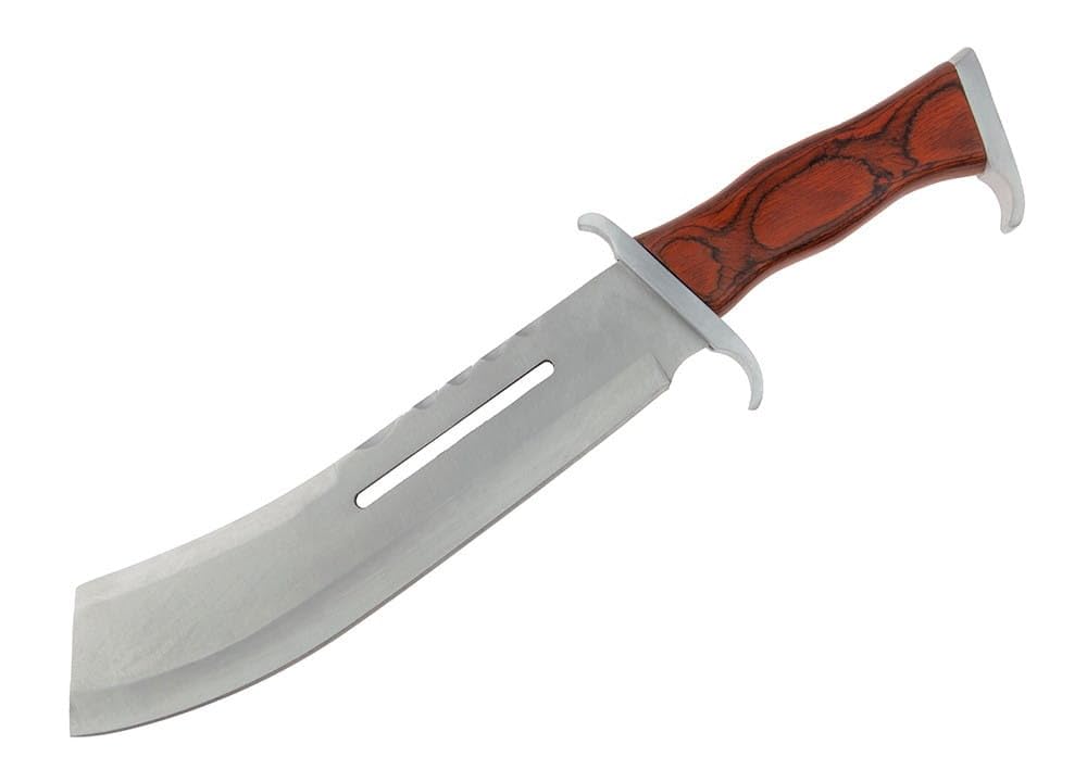 KS-11 Rambo Messer im Still als Hackemesser Machete echt scharf 440er Edelstahl Klinge mit Holzgriff und Lederholster Rambo 4 Bushcraft Messer - Macheten Geschenk für Männer