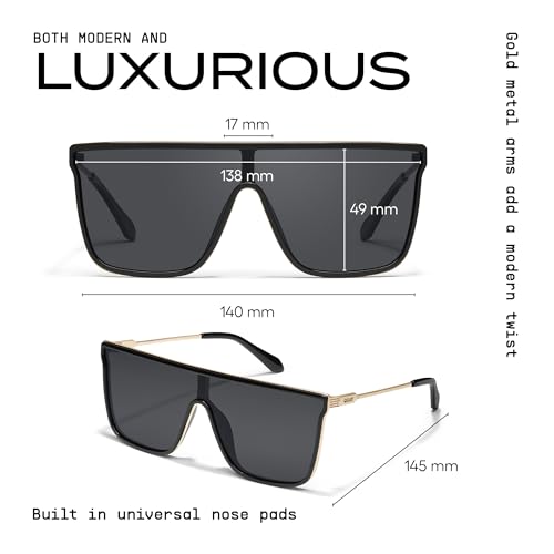 Image of QUAY Nightfall Remixed, Oversized Shield Sunglasses for Men & Women, Square Glasses with UV-Protected Lenses for Daily Use