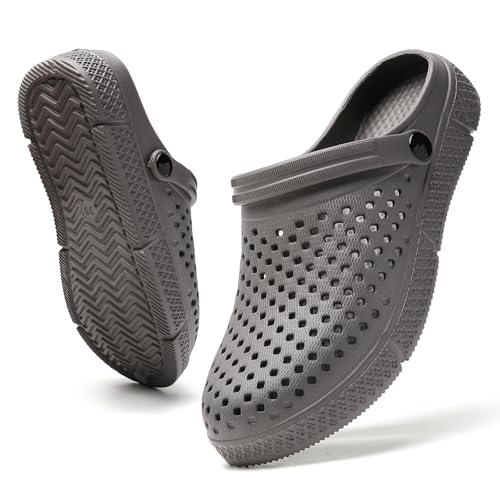 XJITIGER Waterproof Garden Clogs for Women: Classic Comforts - Slip On Lightweight Beach Sandals Solid Grey 45 — view 6