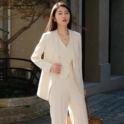 Costume 3 pièces femme ensemble décontracté avec veste col échancré - 2