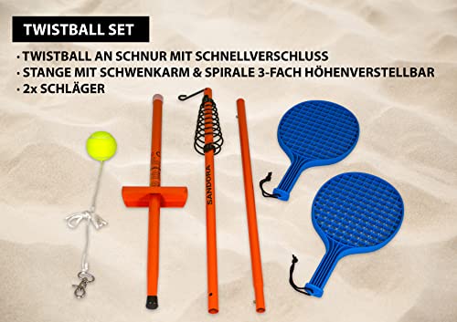 Sandora 25010 Circletennis - Twistball - 3-teilig blau/rot für tollen Garten Spielspaß und jegliche Freizeitaktivität für Camping und Unterwegs EIN absolutes Kindervergnügen