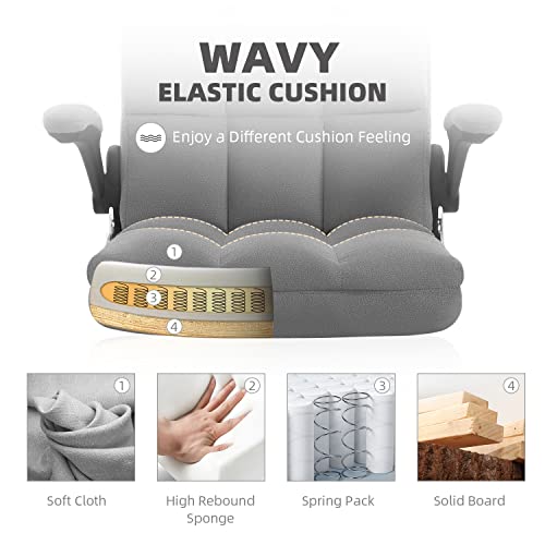 Yamasoro High Back Grey Velvet Fabric Office Chair Home Office Desk Chairs With Wheels And Arms Comfortable Ergonomic Desk Chair For Adults #TOP1