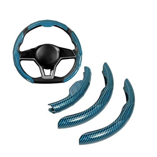 TECART 3 Pieces for Chery Steering Wheel Cover,Carbon Fiber Car Steering Wheel Cover Fit for Chery Omoda 5 Tiggo 7 Tiggo 8 Tiggo 8 Pro for Jaecoo 7 Car Accessories Cyan-Blue