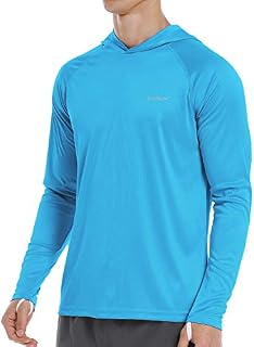 EZRUN Mens UPF 50+ UV Protection Hoodie Shirts Long Sleeve Sun Fishing Shirts(Blue,M)