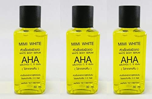 3Pcs.AHA MIMI Body Skin Serum White Lightening Bleaching Dark Speed White White Remove Dead Skin Cells AHA Clear Dark whiteing,Rough Skin Bikini,whitening with Collagen.white in 7 day 30ml.